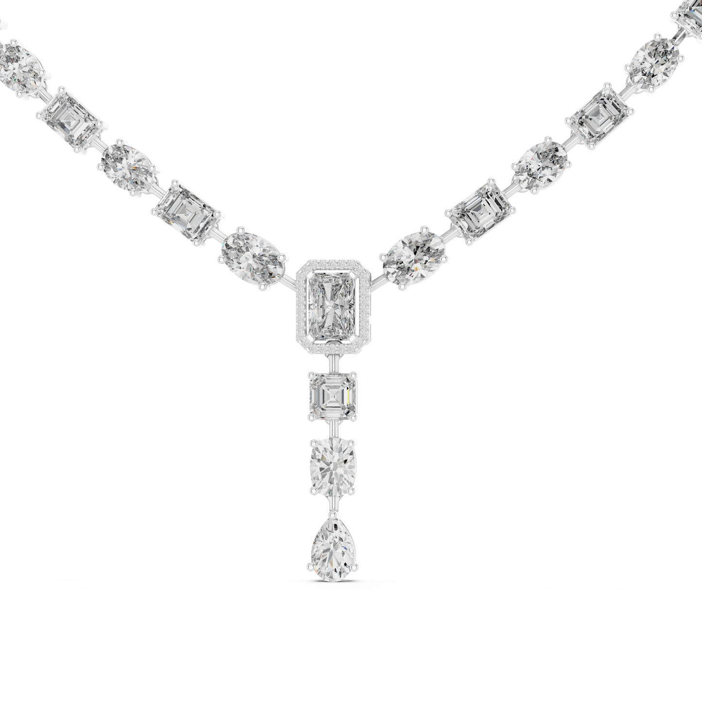 Multi-Shape Diamond Tennis Necklace