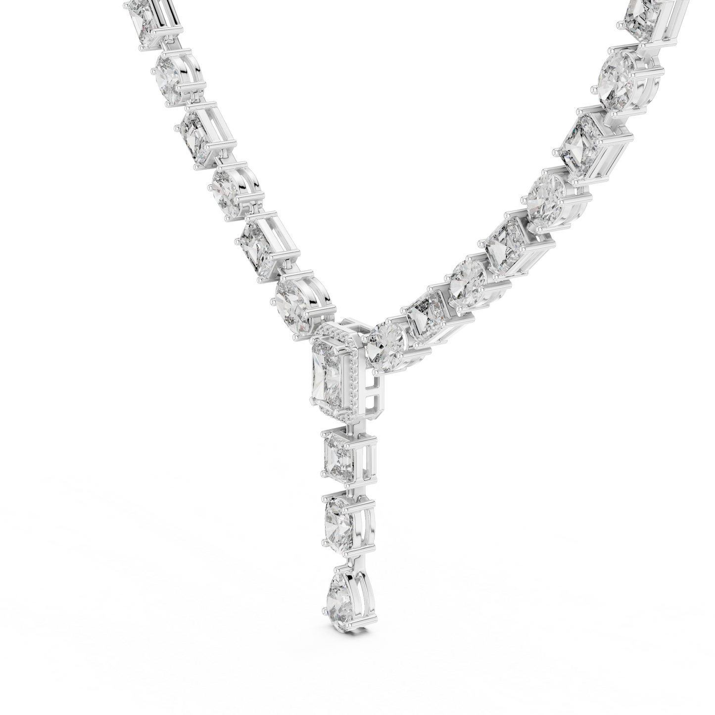 Multi-Shape Diamond Tennis Necklace