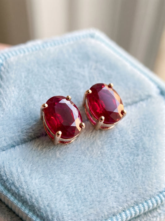 18KT Rose Gold Ruby Stud Earrings