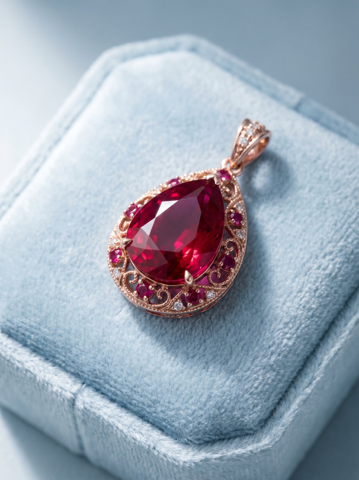 18KT Rose Gold Ruby Teardrop Pendant