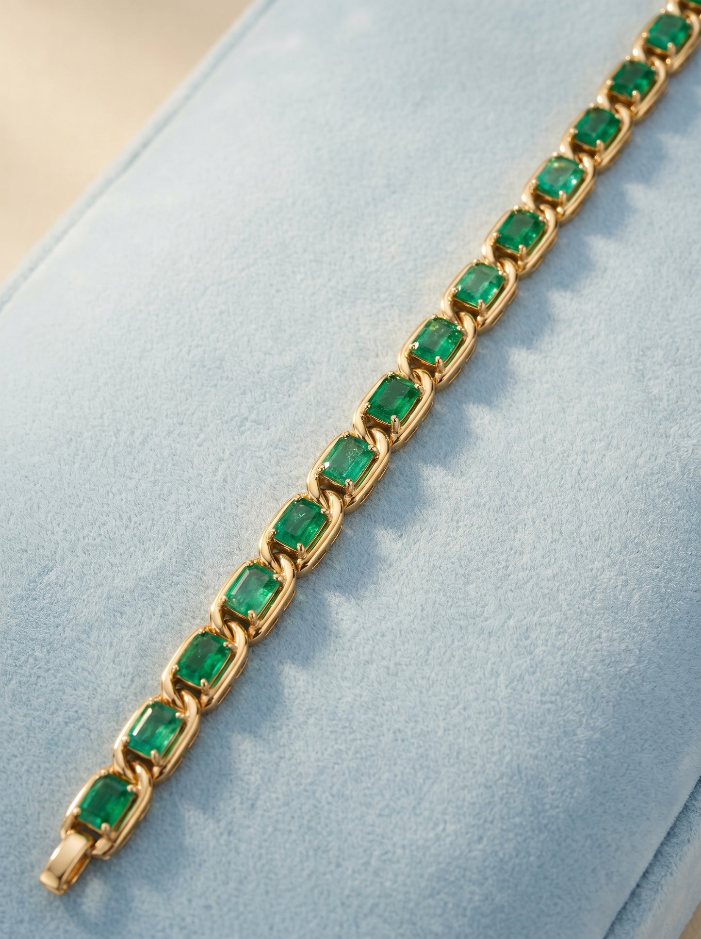 18KT Gold Emerald Link Bracelet