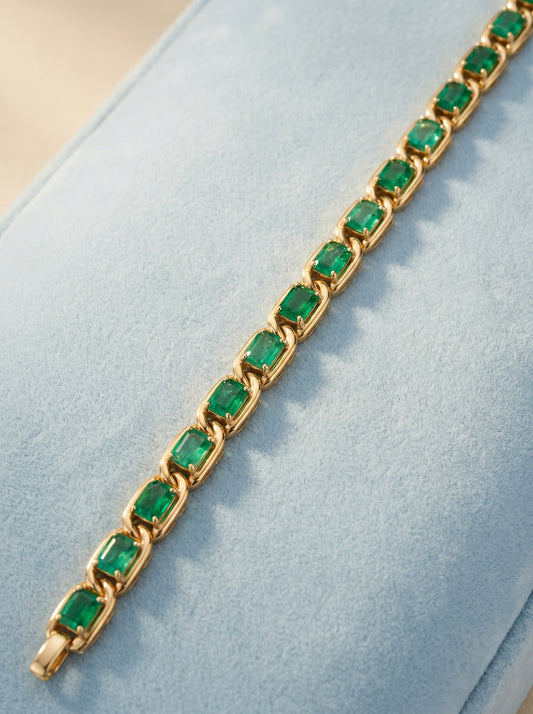 18KT Gold Emerald Link Bracelet