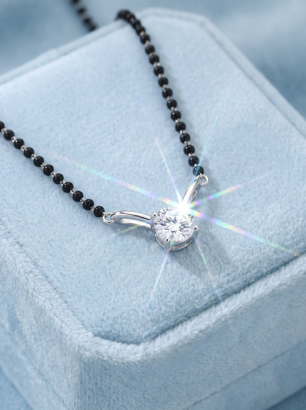 18KT White Gold Solitaire Mangalsutra