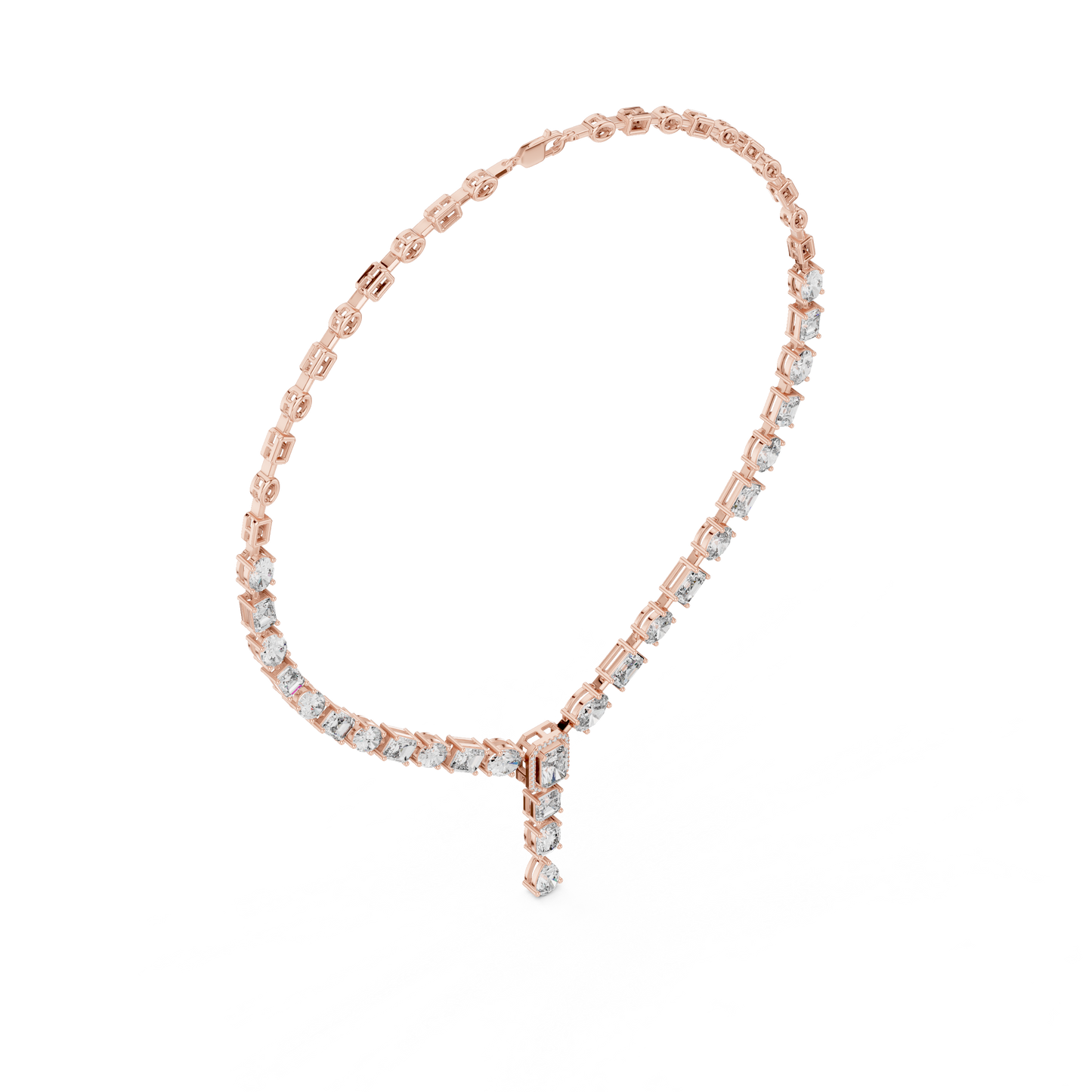 Multi-Shape Diamond Tennis Necklace