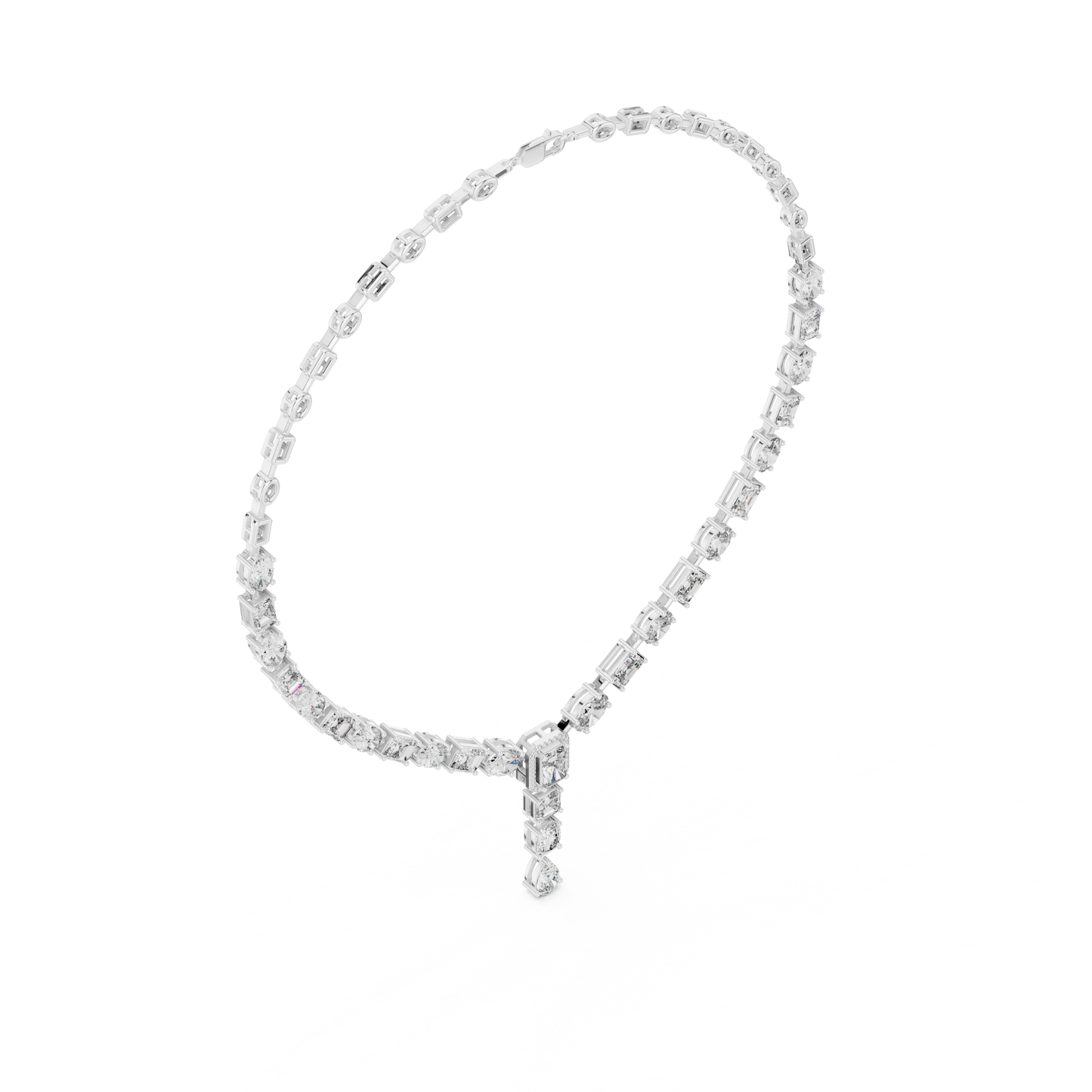 Multi-Shape Diamond Tennis Necklace